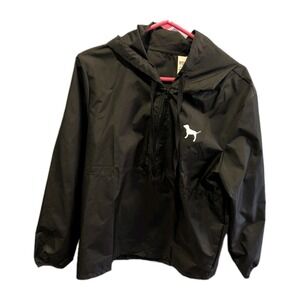 PINK By Victoria's Secret Black 1/4 Zip Neck Windbreaker‎ Pullover Jacket Medium
